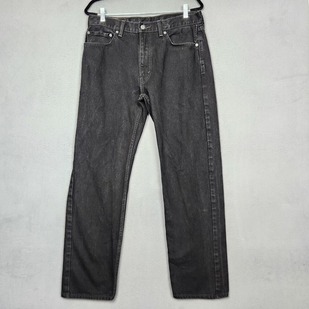 LEVIS 505 Jeans Mens 36x32 Black Straight Leg Zip Fly Classic Denim Actual 34x31